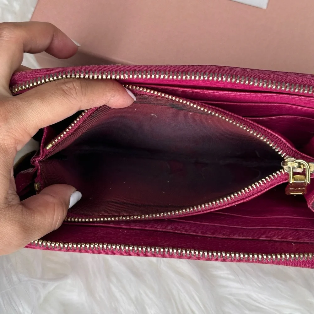 Miu Miu Pink Leather Studded Wallet - Picture 10 of 11